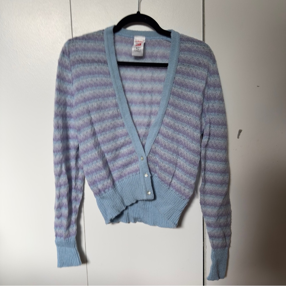 ✨5 for $25✨Vintage St. Michael Striped Cardigan Pastel Blue & Purple